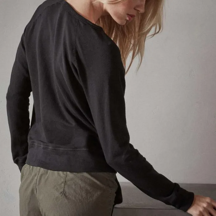 Sweat TopsBottoms Women James Perse Vintage French Terry Sweatshirt Black