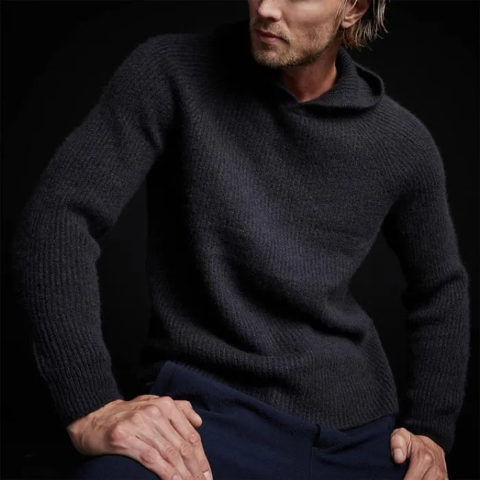 Sweaters Men James Perse Cashmere Rib Hoodie Black