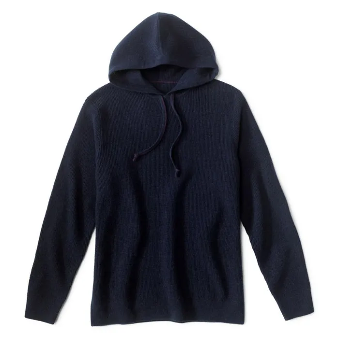 Sweaters Men Orvis Waffle Hood Pullover Navy