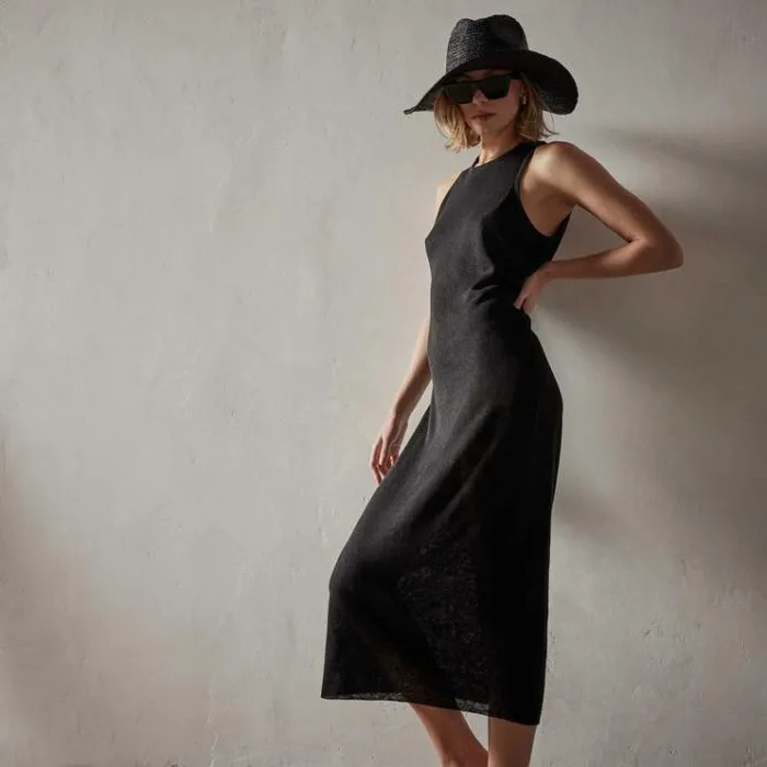 Sweaters Women James Perse Dunes Linen Tank Dress Blackblack