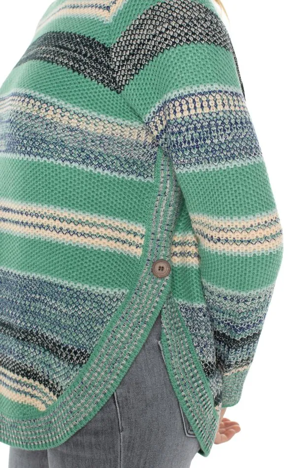 SWEATERS Women Liverpool Los Angeles RAGLAN SWEATER WITH ROUNDED HEM Emerald Multi Stripe