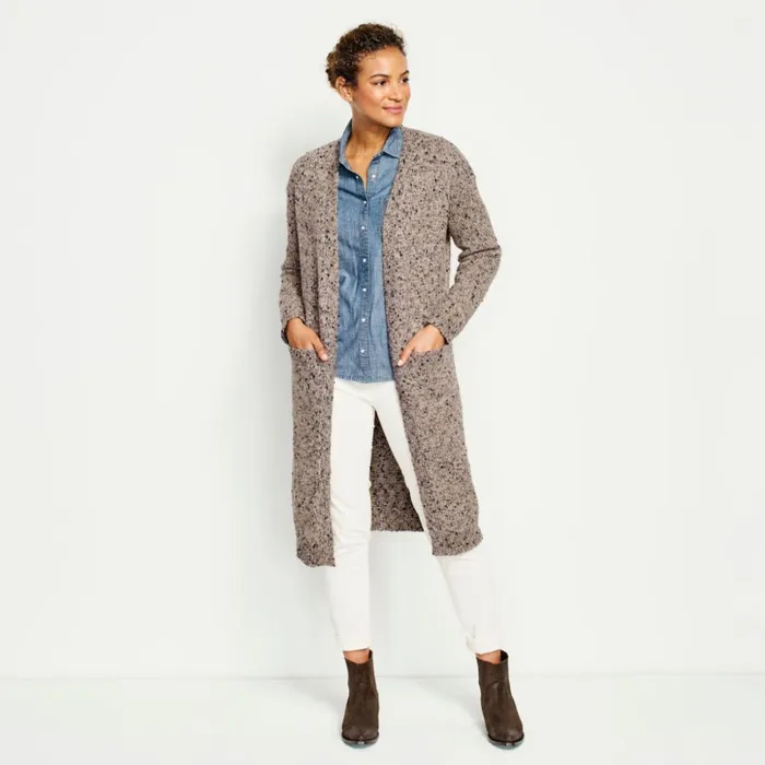 Sweaters Women Orvis Marled Sweater Duster Mushroomfeather Multi