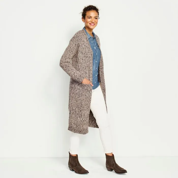 Sweaters Women Orvis Marled Sweater Duster Mushroomfeather Multi
