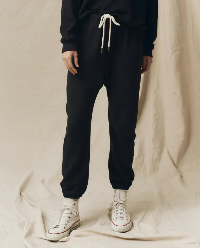 Sweatpants Women The Great The Stadium Sweatpant Solid Almost Black