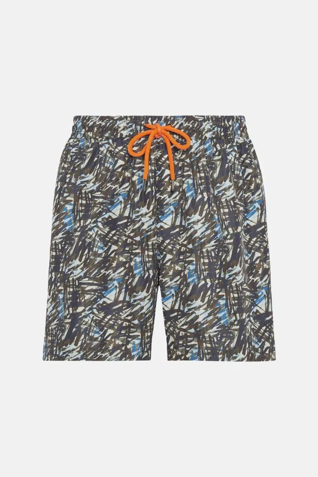 Swim Shorts Men Boggi Milano Abstract Print Swimsuit Military Green Swim Shorts Men Boggi Milano Abstract Print Swimsuit Military Green