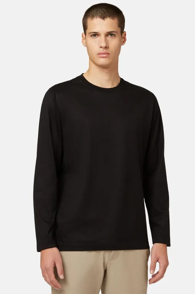 TShirts Men Boggi Milano Longsleeved Pima Cotton Jersey Tshirt Black TShirts Men Boggi Milano Longsleeved Pima Cotton Jersey Tshirt Black