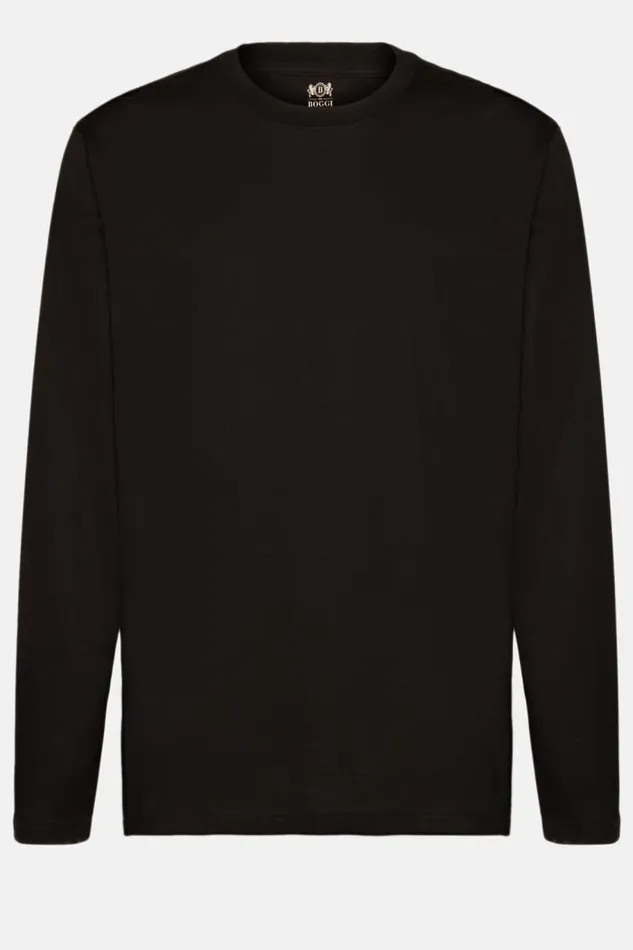 TShirts Men Boggi Milano Longsleeved Pima Cotton Jersey Tshirt Black TShirts Men Boggi Milano Longsleeved Pima Cotton Jersey Tshirt Black