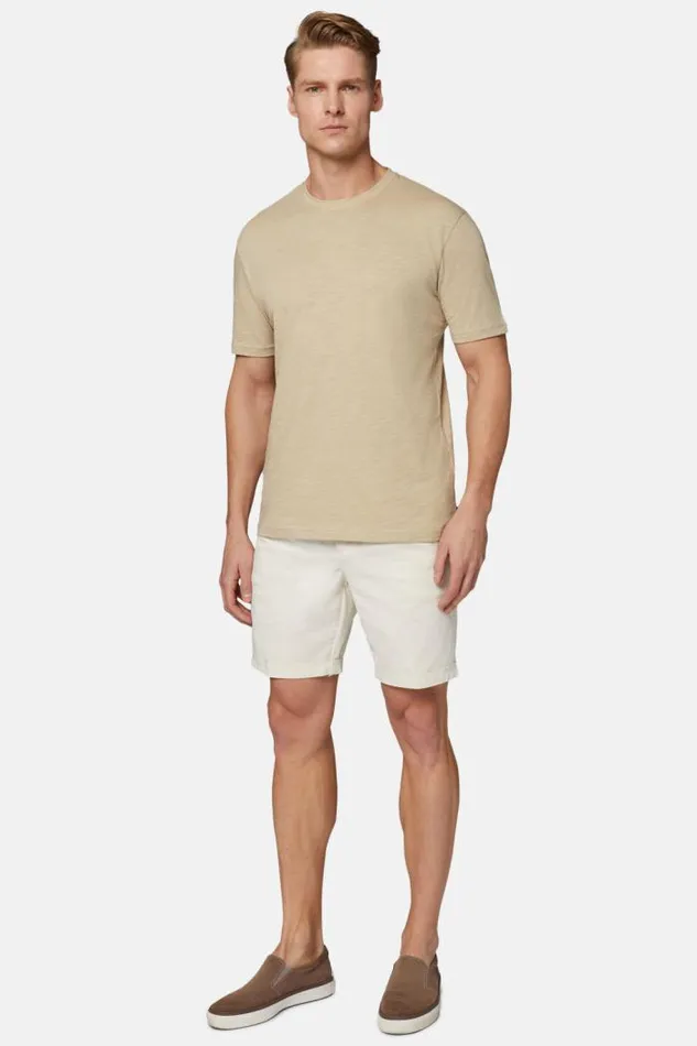 TShirts Men Boggi Milano Organic Cotton Slub Jersey TShirt Taupe