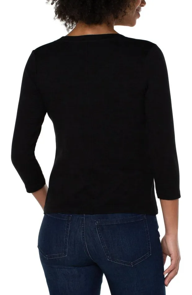 TSHIRTS Women Liverpool Los Angeles 34 SLEEVE SCOOP NECK KNIT TEE Black