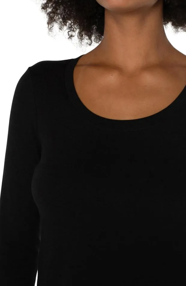 TSHIRTS Women Liverpool Los Angeles 34 SLEEVE SCOOP NECK KNIT TEE Black