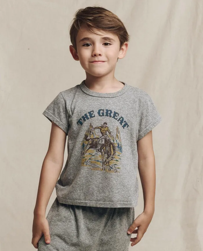 Tees and Sweats Kids The Great The Little Boxy Crew Graphic Heather Grey With Rodeo Graphic