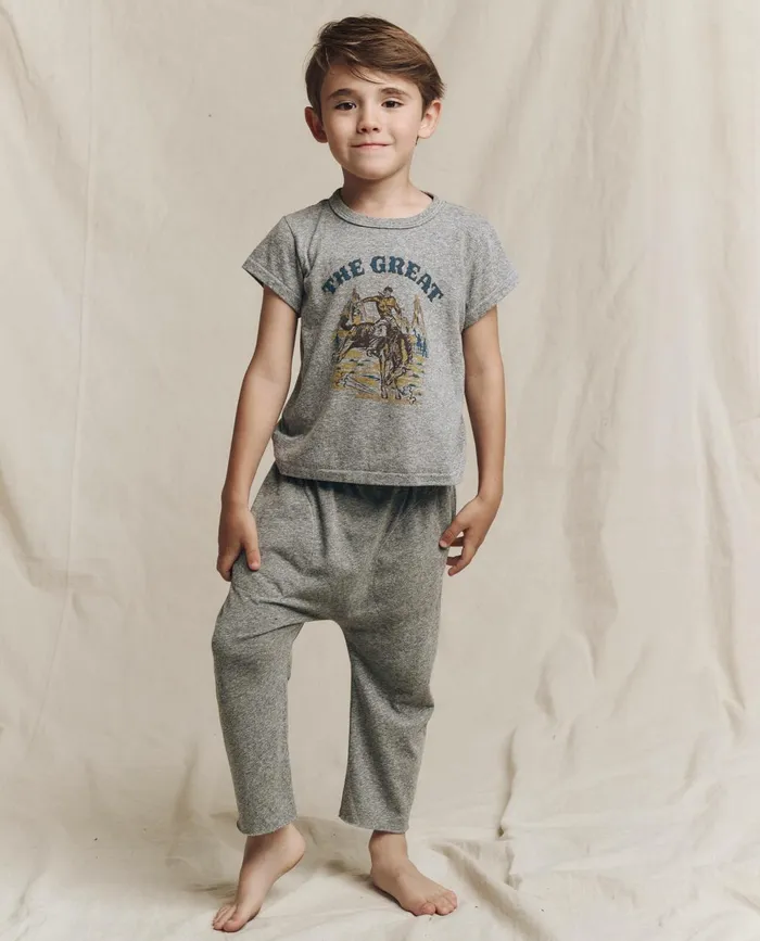 Tees and Sweats Kids The Great The Little Boxy Crew Graphic Heather Grey With Rodeo Graphic
