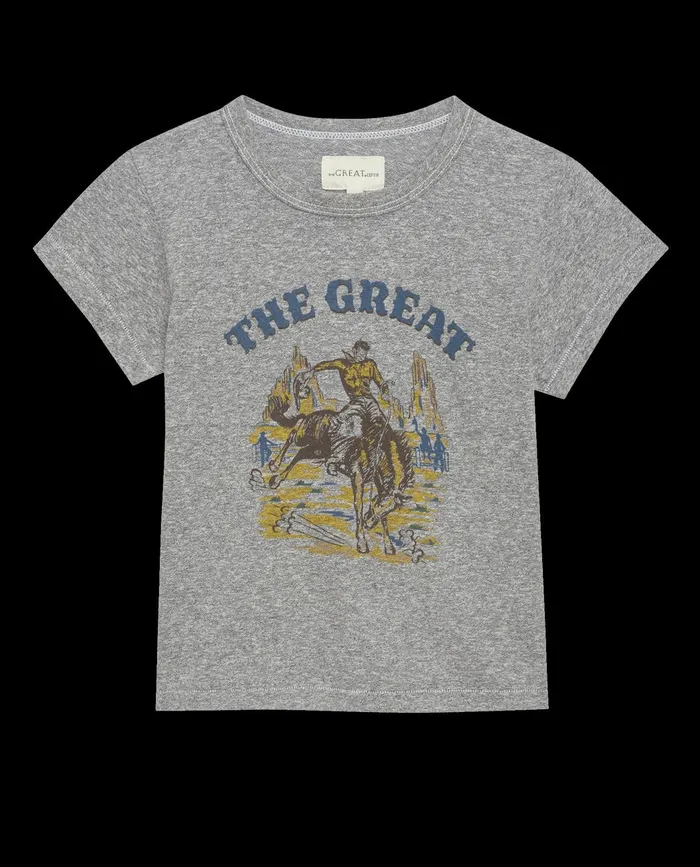 Tees and Sweats Kids The Great The Little Boxy Crew Graphic Heather Grey With Rodeo Graphic