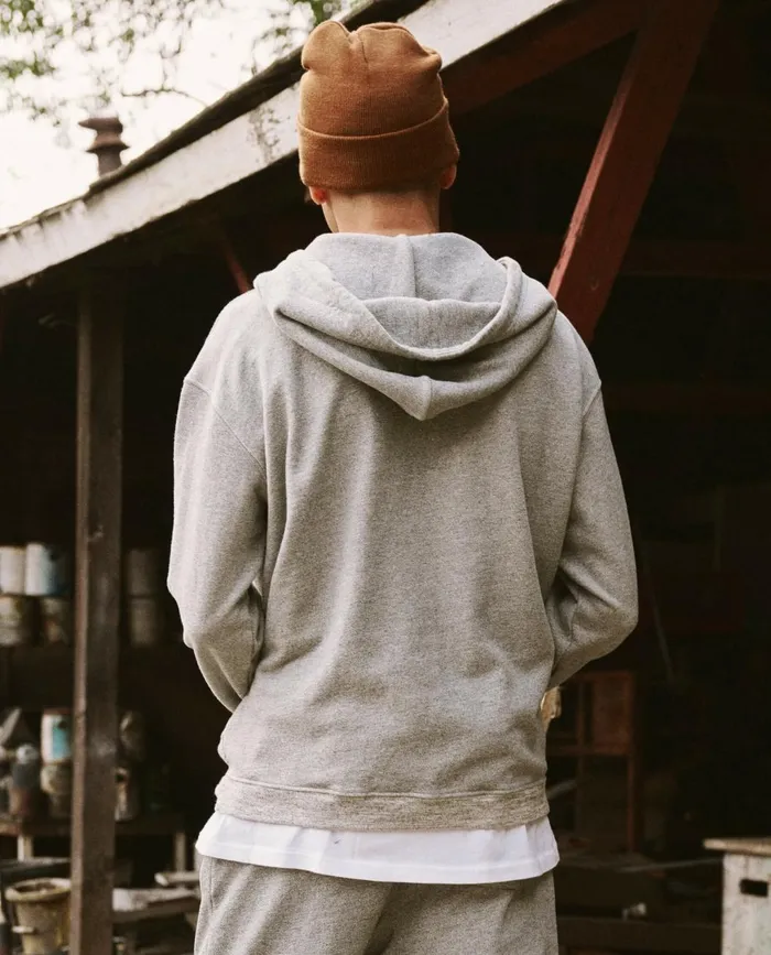 Tees and Sweats Men The Great The Men039s Zip Up Hoodie Varsity Grey