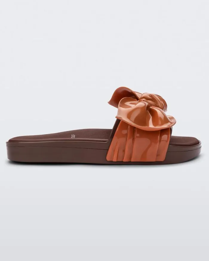 Tie Beach Brownorange Women Melissa Slides