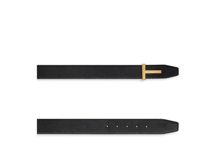 TOM FORD Belts Men GRAIN LEATHER T ICON BELT Brown Black TOM FORD Belts Men GRAIN LEATHER T ICON BELT Brown Black