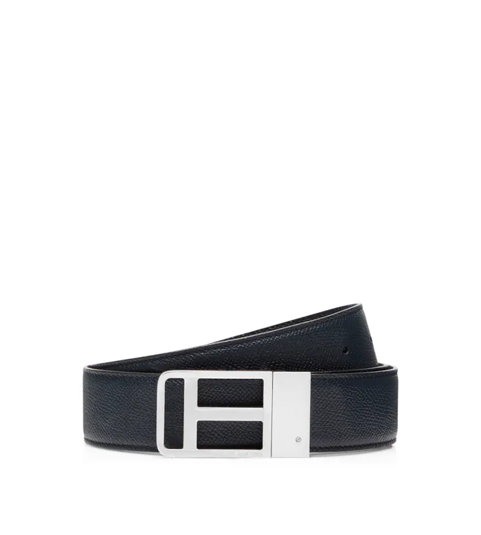 TOM FORD Belts Men SMALL GRAIN LEATHER FRAMED T BELT Dark Navy Black