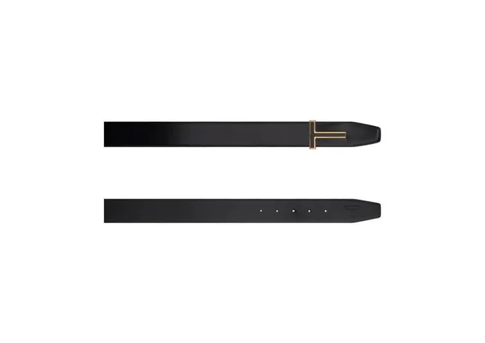 TOM FORD Belts Men SMOOTH LEATHER ENAMEL INSERT T BELT Black TOM FORD Belts Men SMOOTH LEATHER ENAMEL INSERT T BELT Black