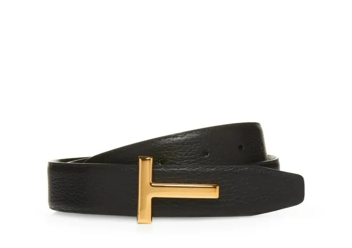 TOM FORD Belts Women GRAINED LEATHER AND SHINY SMOOTH LEATHER REVERSIBLE T BELT Black TOM FORD Belts Women GRAINED LEATHER AND SHINY SMOOTH LEATHER REVERSIBLE T BELT Black