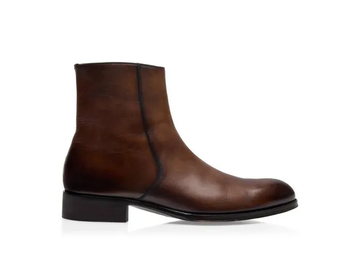 TOM FORD Boots Men BURNISHED LEATHER EDGAR ZIP BOOT