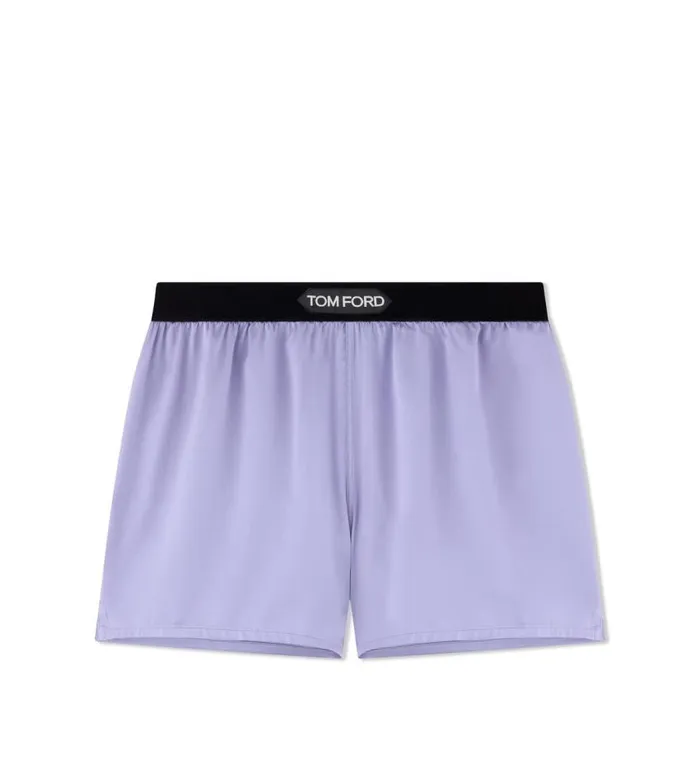 TOM FORD Bottoms Women STRETCH SILK SATIN BOXER SHORTS Pale Parma Violet