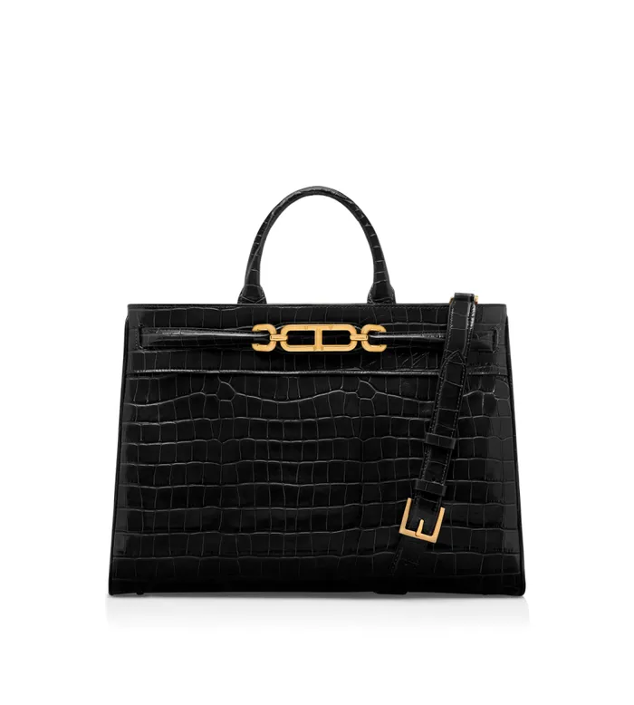 TOM FORD Cross Body Bags Women PRINTED CROC LEATHER WHITNEY LARGE TOP HANDLE Black TOM FORD Cross Body Bags Women PRINTED CROC LEATHER WHITNEY LARGE TOP HANDLE Black