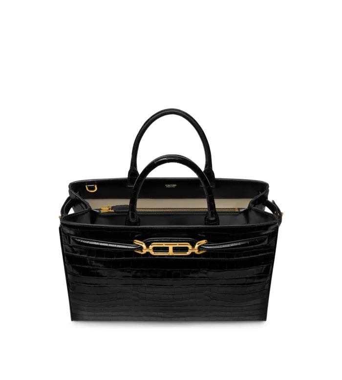 TOM FORD Cross Body Bags Women PRINTED CROC LEATHER WHITNEY LARGE TOP HANDLE Black TOM FORD Cross Body Bags Women PRINTED CROC LEATHER WHITNEY LARGE TOP HANDLE Black