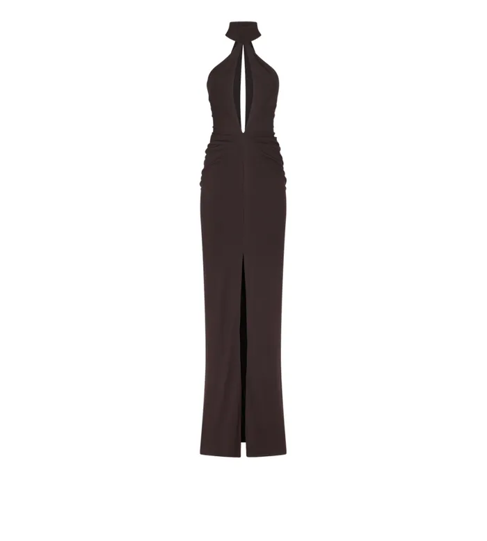 TOM FORD Dresses Women SABLE039 JERSEY HALTERNECK EVENING DRESS Dark Brown