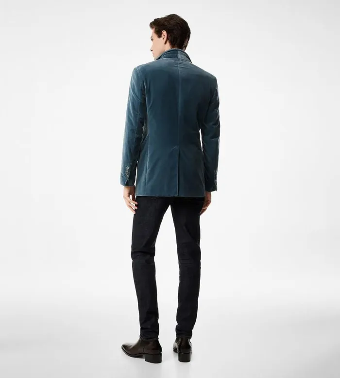 TOM FORD Jackets Men LIGHT VELVET ATTICUS JACKET Avian Blue TOM FORD Jackets Men LIGHT VELVET ATTICUS JACKET Avian Blue