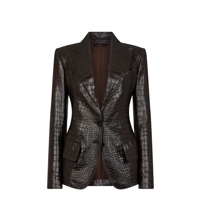 TOM FORD Jackets Women EMBOSSED LEATHER 034JACQUETTA034 JACKET Chocolate Ombre039 TOM FORD Jackets Women EMBOSSED LEATHER 034JACQUETTA034 JACKET Chocolate Ombre039