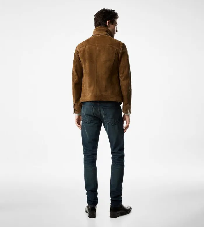 TOM FORD Outerwear Men BRUSHED HEATHERED SUEDE FOUR POCKET BLOUSON Cigar TOM FORD Outerwear Men BRUSHED HEATHERED SUEDE FOUR POCKET BLOUSON Cigar