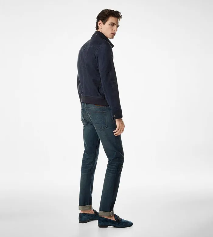 TOM FORD Outerwear Men LIGHT SUEDE BUTTON THROUGH BOMBER Navy TOM FORD Outerwear Men LIGHT SUEDE BUTTON THROUGH BOMBER Navy