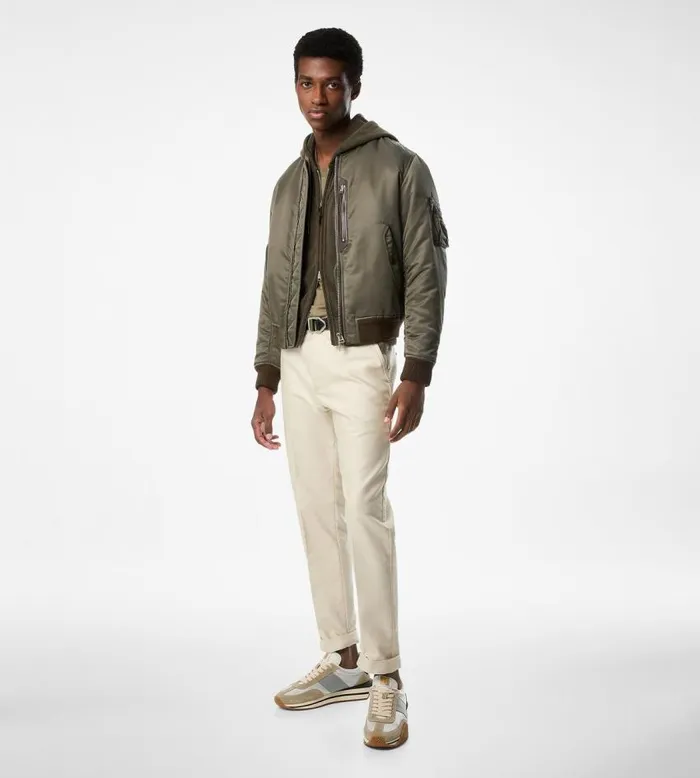 TOM FORD Outerwear Men NYLON SHINY TWILL BOMBER Military Green TOM FORD Outerwear Men NYLON SHINY TWILL BOMBER Military Green