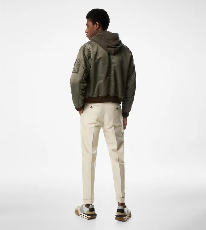 TOM FORD Outerwear Men NYLON SHINY TWILL BOMBER Military Green TOM FORD Outerwear Men NYLON SHINY TWILL BOMBER Military Green