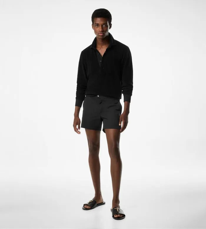 TOM FORD Shirts Men LONG SLEEVE TOWELLING POLO Black TOM FORD Shirts Men LONG SLEEVE TOWELLING POLO Black