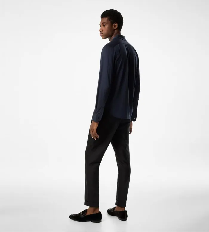 TOM FORD Shirts Men SILK COTTON BLEND SHIRT Ink Blue TOM FORD Shirts Men SILK COTTON BLEND SHIRT Ink Blue