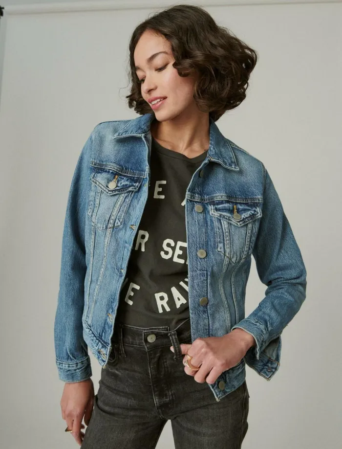 Tomboy Denim Trucker Jacket Density Women Lucky Brand Jackets and Outerwear