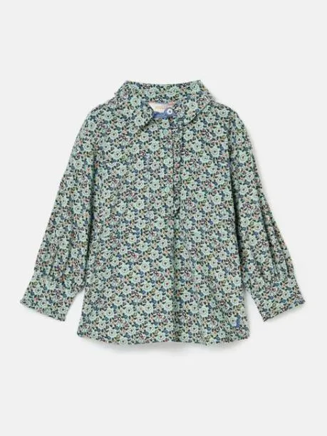 Tops and TShirts Girls Joules Blue Ditsy Pop Over Blouse