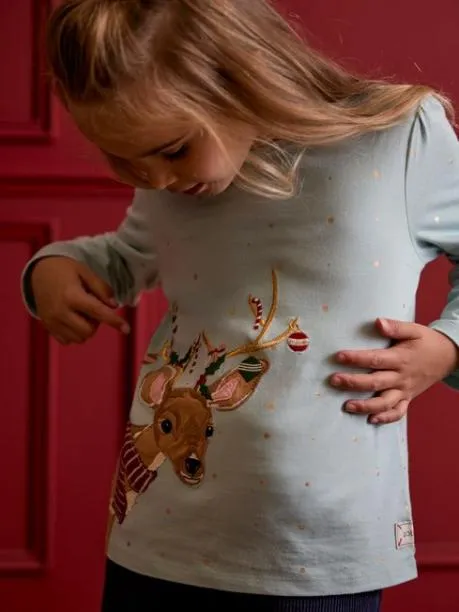 Tops and TShirts Girls Joules Green Metallic Star Print Artwork TShirt