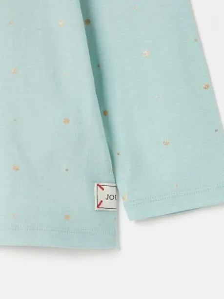 Tops and TShirts Girls Joules Green Metallic Star Print Artwork TShirt