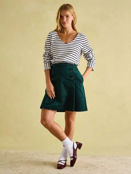 Tops and TShirts Women Joules CreamNavy VNeck Jersey Top