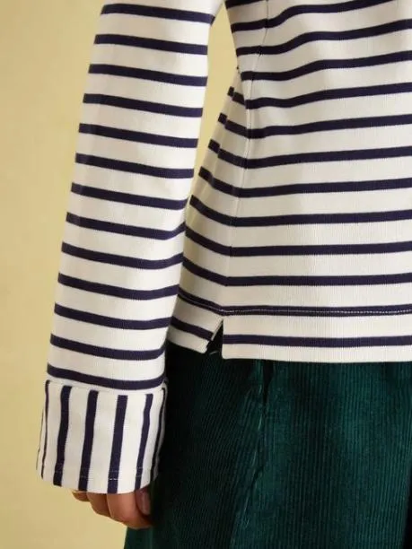 Tops and TShirts Women Joules CreamNavy VNeck Jersey Top