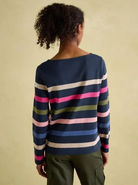 Tops and TShirts Women Joules Navy Multi Boat Neck Breton Top