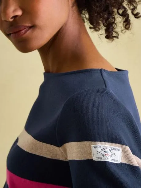 Tops and TShirts Women Joules Navy Multi Boat Neck Breton Top