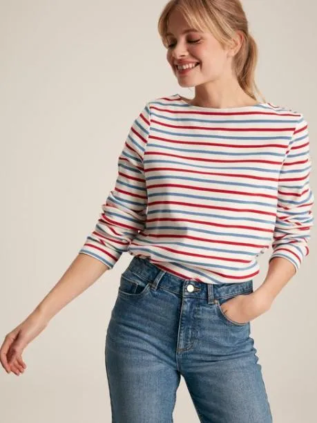 Tops and TShirts Women Joules Red and Blue Striped Boat Neck Breton Top