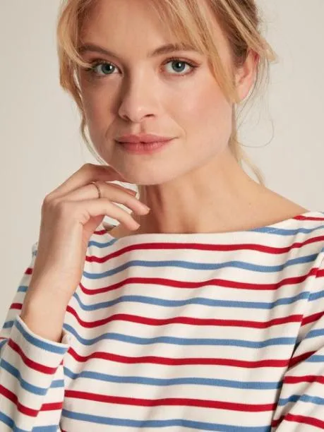 Tops and TShirts Women Joules Red and Blue Striped Boat Neck Breton Top