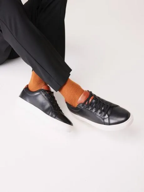 Trainers Men Joules Black Leather Trainers
