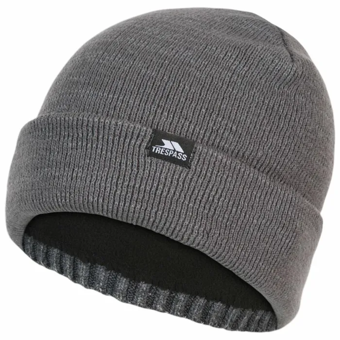 Trespass Adults Beanie Hat Reflective Double Layer Crackle Grey Marl MenWomen Trespass Hats