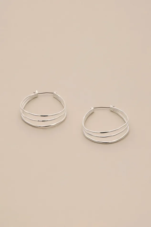 Triple Layer Hoop Silver Women Lucky Brand Jewelry