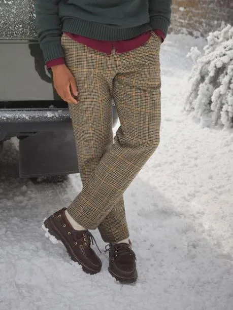 Trousers and Jeans Men Joules Brown Herringbone Slim Fit Trousers
